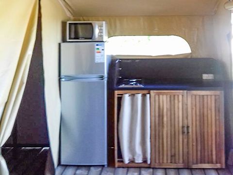 Tente en toile et en bois 5 personnes - Ecolodge Freeflower confort 2 chambres 30m² - sans sanitaires 5 pers