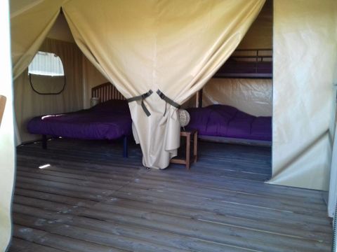 Tente en toile et en bois 5 personnes - Ecolodge Freeflower confort 2 chambres 30m² - sans sanitaires 5 pers