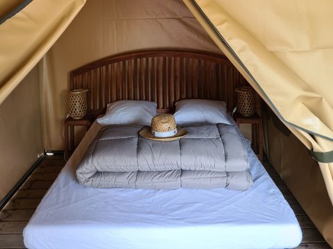 Tente en toile et en bois 5 personnes - Ecolodge Freeflower confort 2 chambres 30m² - sans sanitaires 5 pers