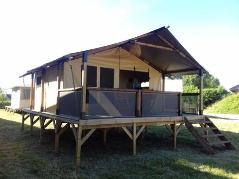 Tente en toile et en bois 5 personnes - Ecolodge Freeflower confort 2 chambres 30m² - sans sanitaires 5 pers