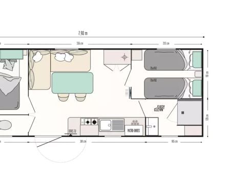 MOBILHOME 4 personnes - Mobil-home | Comfort | 2 Ch. | 4 Pers. | Terrasse surélevée | 1 SDB | Clim.