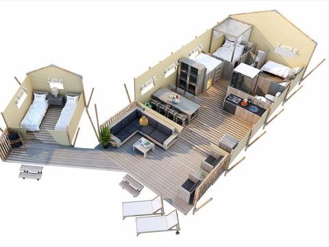 TENTE TOILE ET BOIS 7 personnes - Sun Lodge Taiga et Kambi
