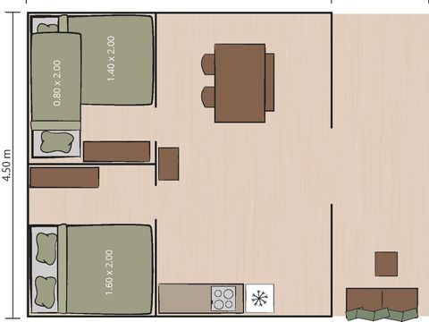 Tente en toile et en bois 5 personnes - Aminess Maravea - Safari tent Lodge (5P)