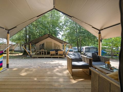 TENTE TOILE ET BOIS 5 personnes - Aminess Maravea - Tente Safari Confort + climatisation