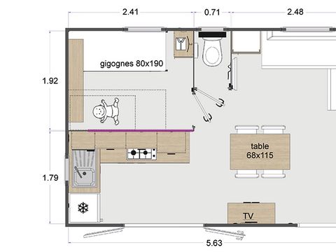 Mobilhome 4 personnes - Confort - 2 chambres - TV
