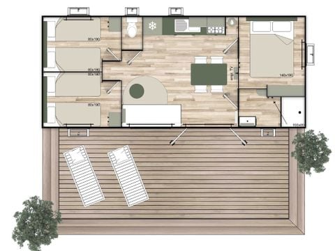 MOBILHOME 2 personnes - Mobilhome 3 - 35m² - 3 chambres PRIX POUR 2 PERSONNES