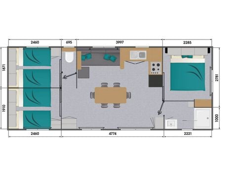 MOBILHOME 6 personnes - PRIVILEGE 3 CH 6 PERS
