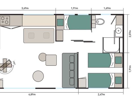 MOBILHOME 6 personnes - TAOS LUXE Jacuzzi 3 CH 6 Pers