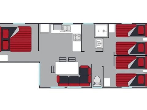 MOBILHOME 6 personnes - Mobil-home | Comfort | 3 Ch. | 6 Pers. | Terrasse simple | TV
