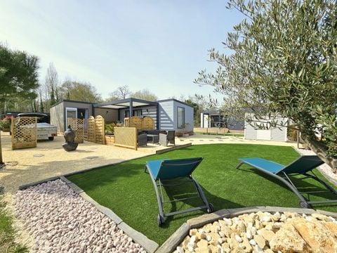 MOBILHOME 8 personnes - ECOLODGE FAMILIAL (DF31) 3CH - 2SDB - 2 TV - CLIM - WIFI - PISCINE/JACUZZI - 2 TERRASSES