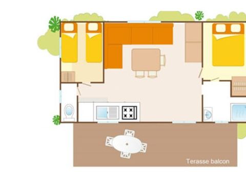 MOBILHOME 6 personnes - Comfort XL | 2 Ch. | 4/6 Pers. | Terrasse surélevée