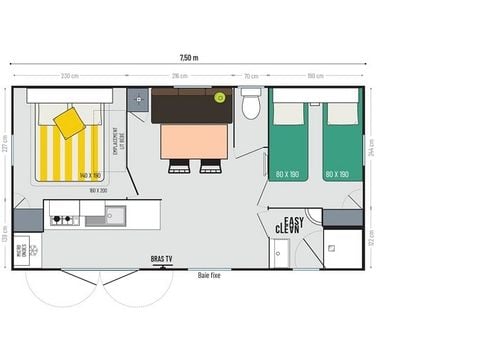 MOBILHOME 6 personnes - Rivièra 2 chambres petite vue mer
