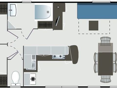 MOBILHOME 8 personnes - 010 (3 chambres, 2 salle d'eau) - Clim, TV, Lave-vaisselle - Terrasse couverte