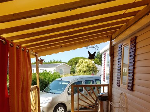 MOBILHOME 6 personnes - 3 chambres - 2 salle d'eau - (Clim, TV, Lave-linge) - Terrasse couverte