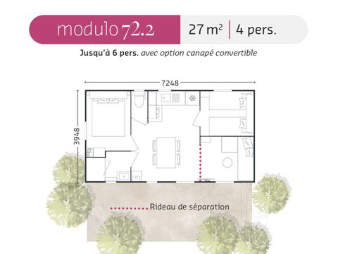 MOBILHOME 4 personnes - CONFORT - 2 chambres - Climatisation