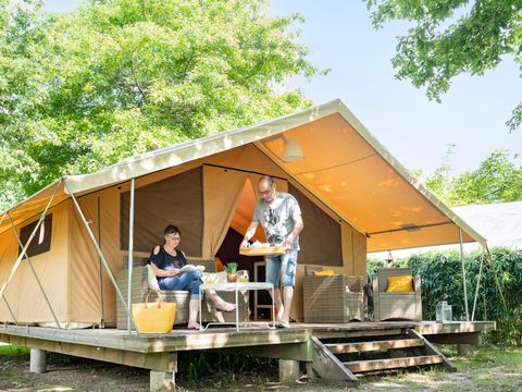 Tente en toile et en bois 5 personnes - Tente Confort - 2 chambres - sans sanitaire