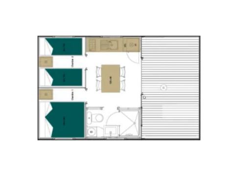 Tente en toile et en bois 5 personnes - Tente Safari | Tente Safari | 2 Ch. | 4/5 Pers. | Terrasse simple