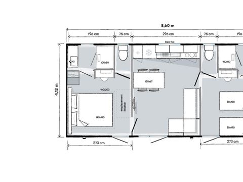 MOBILHOME 4 personnes - Cottage 33m² Confort - 2 chambres + Terrasse semi-couverte + TV + 2SDB + Vue Lac 4 pers
