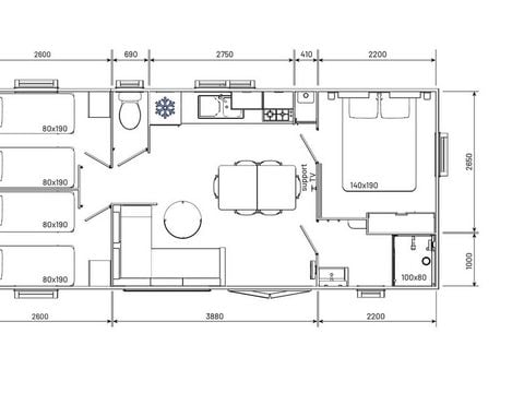 MOBILHOME 6 personnes - Premium 35m² 3ch 6 pers