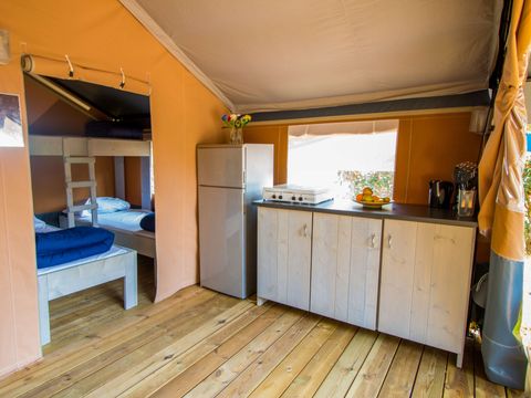 Tente en toile et en bois 5 personnes - Porto Sole - Tente Safari Confort + climatisation