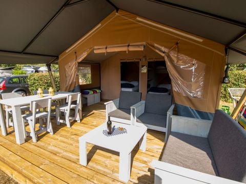 TENTE TOILE ET BOIS 5 personnes - Porto Sole - Tente Safari Confort + climatisation