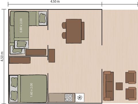 TENTE TOILE ET BOIS 5 personnes - Porto Sole - Tente Safari Confort + climatisation