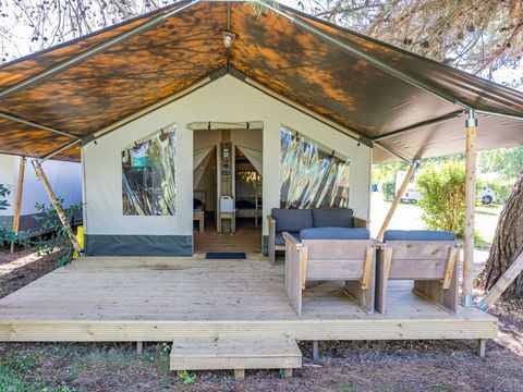 Tente en toile et en bois 5 personnes - Porto Sole - Tente Safari Confort