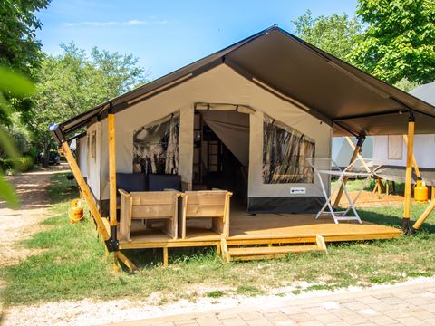 Tente en toile et en bois 5 personnes - Porto Sole - Tente Safari Confort