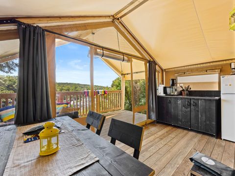 Tente en toile et en bois 5 personnes - Porto Sole - Tente Safari Bella Vista + air conditionné (5P)