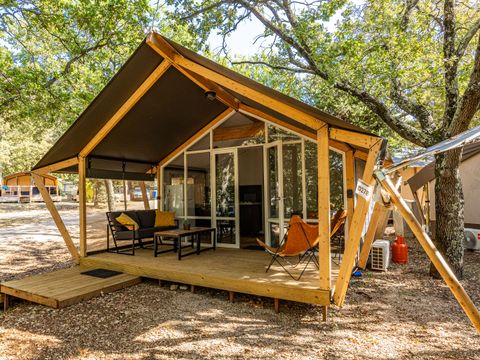 Tente en toile et en bois 5 personnes - Porto Sole - Tente Safari Bella Vista + air conditionné (5P)