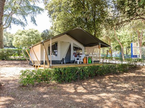 Tente en toile et en bois 5 personnes - Porto Sole - Tente Safari Bella Vista + air conditionné (5P)
