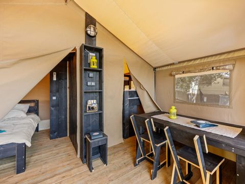 Tente en toile et en bois 5 personnes - Porto Sole - Tente Safari Bella Vista + air conditionné (5P)