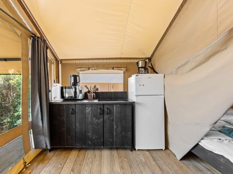 Tente en toile et en bois 5 personnes - Porto Sole - Tente Safari Bella Vista + air conditionné (5P)