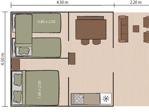 Tente en toile et en bois 5 personnes - Porto Sole - Tente Safari Bella Vista + air conditionné (5P)