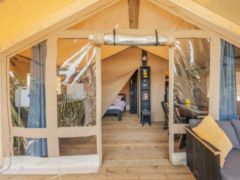 Tente en toile et en bois 5 personnes - Porto Sole - Tente Safari Bella Vista + air conditionné (5P)