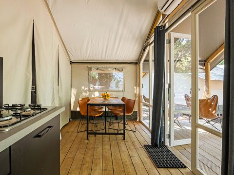 Tente en toile et en bois 5 personnes - Porto Sole - Tente Safari Bella Vista + air conditionné (5P)