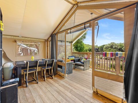 Tente en toile et en bois 5 personnes - Porto Sole - Tente Safari Bella Vista + air conditionné (5P)