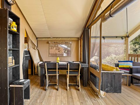 Tente en toile et en bois 5 personnes - Porto Sole - Tente Safari Bella Vista + air conditionné (5P)