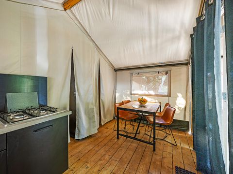 Tente en toile et en bois 5 personnes - Porto Sole - Tente Safari Bella Vista + air conditionné (5P)