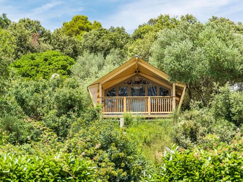 Tente en toile et en bois 5 personnes - Porto Sole - Tente Safari Bella Vista + air conditionné (5P)