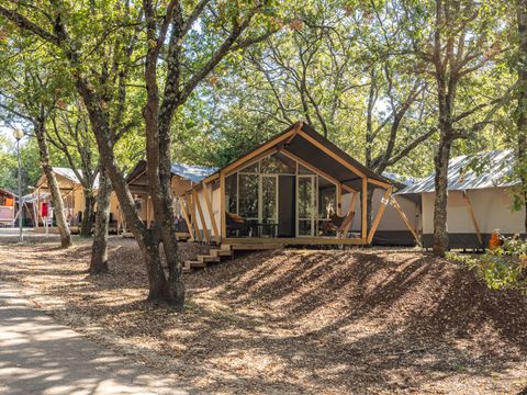 Tente en toile et en bois 5 personnes - Porto Sole - Tente Safari Bella Vista + air conditionné (5P)