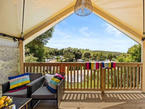 Tente en toile et en bois 5 personnes - Porto Sole - Tente Safari Bella Vista + air conditionné (5P)