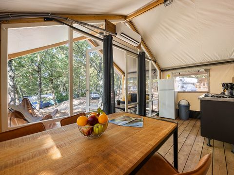 Tente en toile et en bois 5 personnes - Porto Sole - Tente Safari Bella Vista + air conditionné (5P)