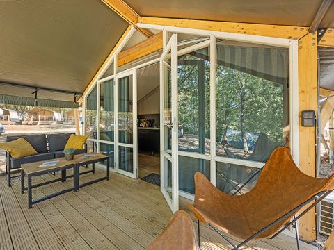 Tente en toile et en bois 5 personnes - Porto Sole - Tente Safari Bella Vista + air conditionné (5P)