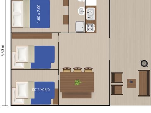 TENTE TOILE ET BOIS 4 personnes - Naturiste Ulika - Tente Safari + sanitaires + air conditionné (6P)
