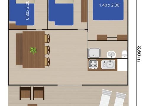 TENTE TOILE ET BOIS 4 personnes - Naturiste Ulika - Tente Safari + sanitaires + air conditionné (6P)