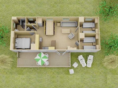 MOBILHOME 6 personnes - Premium Azure | 3 Ch. | 6 Pers. | Terrasse surélevée