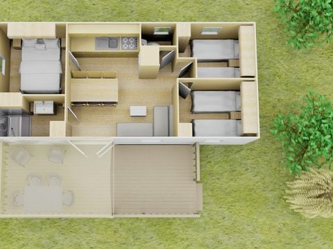 MOBILHOME 6 personnes - Premium Azure | 3 Ch. | 6 Pers. | Terrasse surélevée