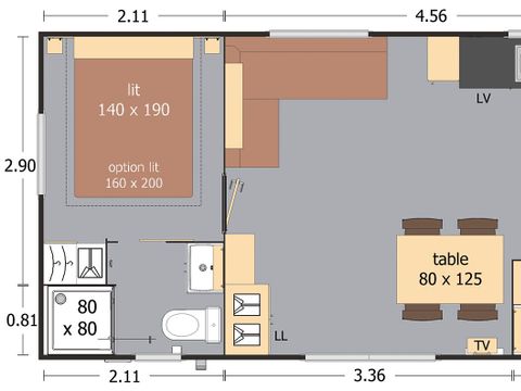 MOBILHOME 8 personnes - Rapidhome Modèle Lodge 38.80m² 3 chambres - 2 salles d'eau - Terrasse couverte