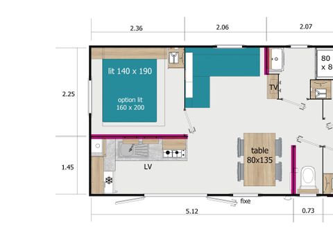 MOBILHOME 8 personnes - Mobil-home 3 chambres 33,80 m² Terrasse couverte